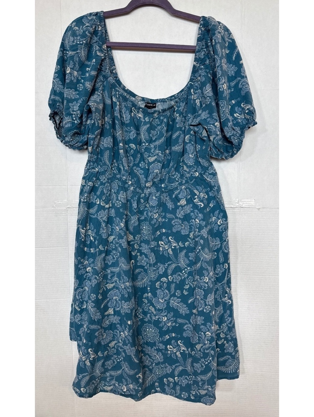 Torrid Blue Floral Puff Sleeve Midi Dress Size 2x